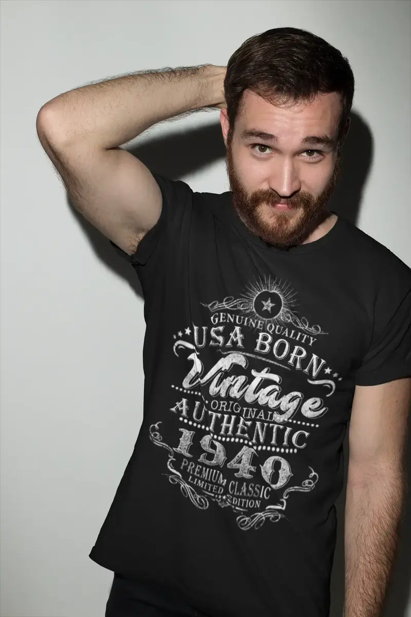 Ultrabasic Men's Vintage T-Shirt Usa Born Original Authentic 1940 Limited Edition - 80Th Birthday Tee Shirt 1