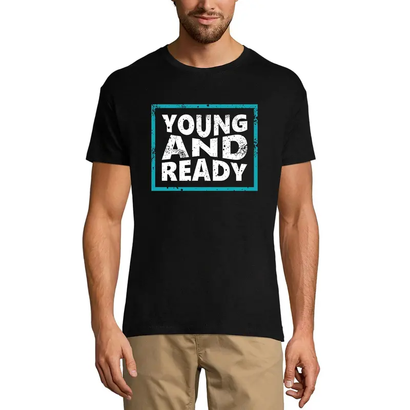Ultrabasic Men's Vintage T-Shirt Young And Ready - Printed Letter Shirt 1