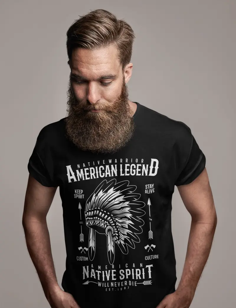 Ultrabasic Native Indian Graphic Men's T-Shirt - American Legend Birthday Tee 1