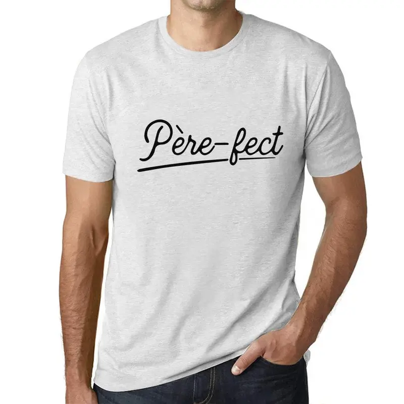 Ultrabasic - Père-Fect Papa T-Shirt Parfait Unisex Tee Blanc Chiné 1