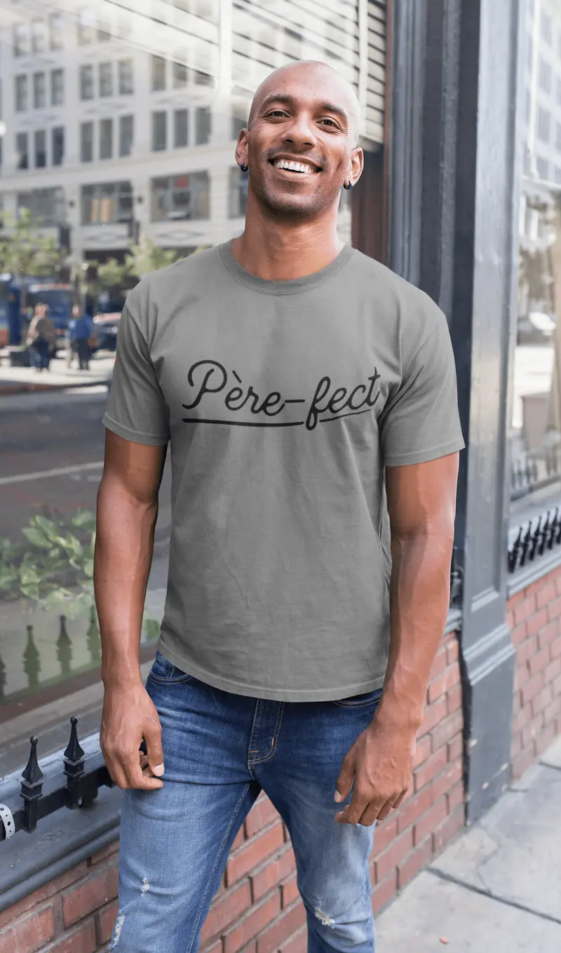 Ultrabasic - Père-Fect Papa T-Shirt Parfait Unisex Tee Gris Chiné 1