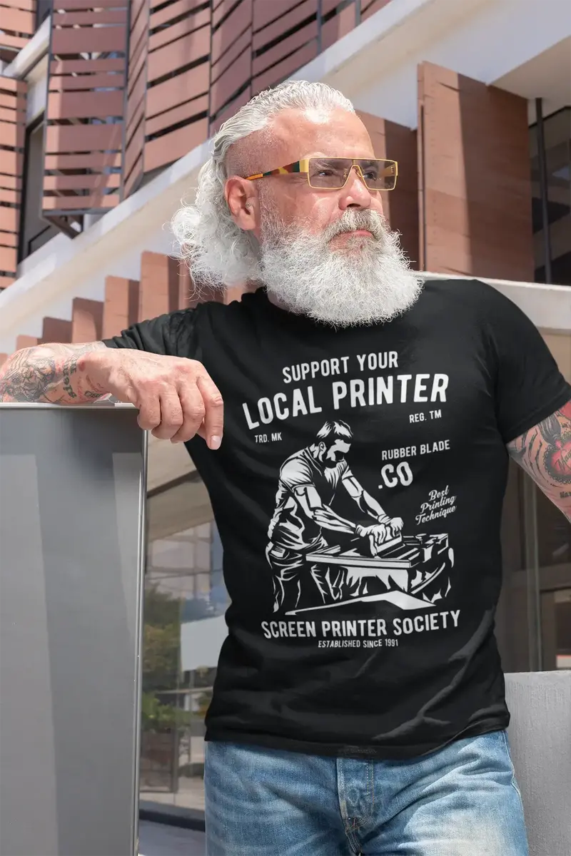 Ultrabasic Support Your Local Printer Men's T-Shirt - Screen Printer Society 1