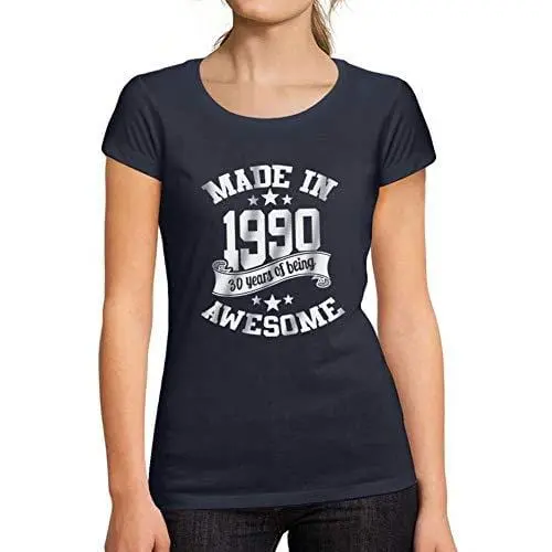 Ultrabasic - T-Shirt Donna Girocollo Made In 1990 Idée Cadeau T-Shirt Pour Le 30E Anniversaire French Marine 1