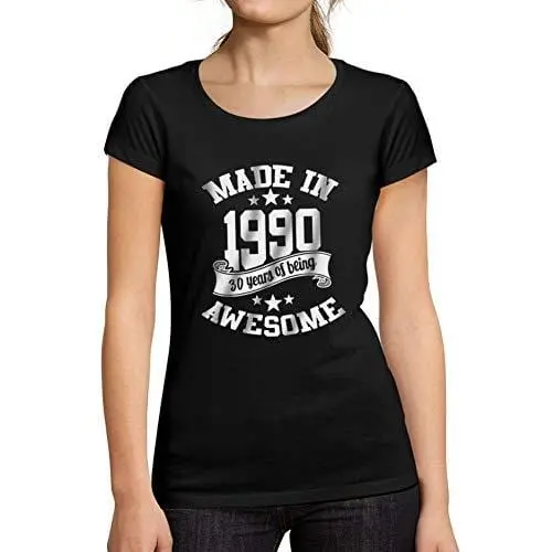 Ultrabasic - T-Shirt Donna Girocollo Made In 1990 Idée Cadeau T-Shirt Pour Le 30E Anniversaire Noir Profond 1