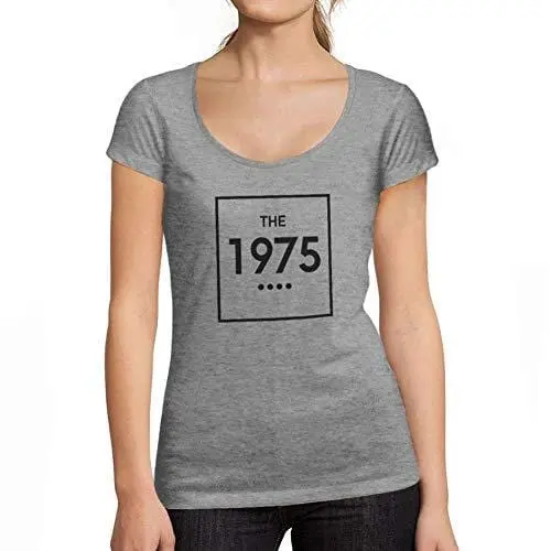 Ultrabasic - Tee-Shirt Femme Col Rond Décolleté 1975 Ans Gris Chiné 1