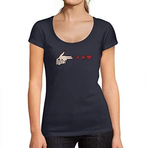 Ultrabasic - Tee-Shirt Femme Col Rond Décolleté Amour De Coeur De Tir French Marine 1