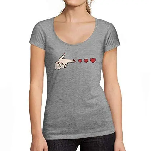 Ultrabasic - Tee-Shirt Femme Col Rond Décolleté Amour De Coeur De Tir Gris Chiné 1