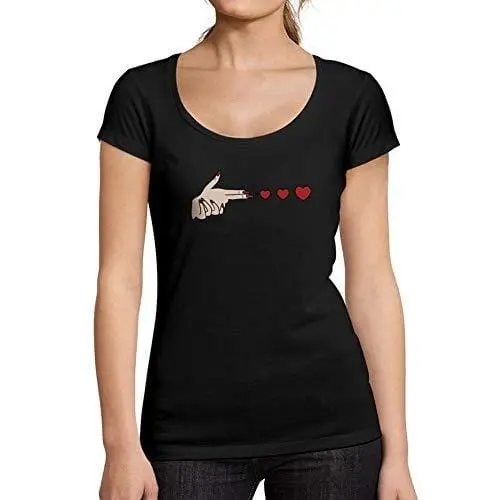 Ultrabasic - Tee-Shirt Femme Col Rond Décolleté Amour De Coeur De Tir Noir Profond 1