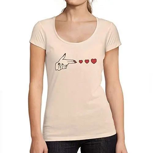 Ultrabasic - Tee-Shirt Femme Col Rond Décolleté Amour De Coeur De Tir Rose Crémeux 1