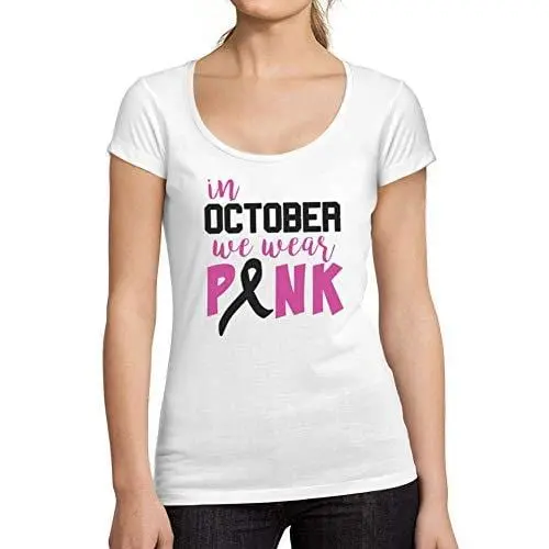 Ultrabasic - Tee-Shirt Femme Col Rond Décolleté Breast Cancer Awareness Blanc 1
