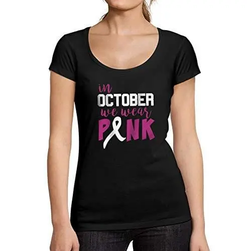 Ultrabasic - Tee-Shirt Femme Col Rond Décolleté Breast Cancer Awareness Noir Profond 1