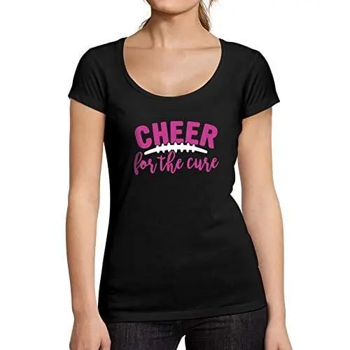 Ultrabasic - Tee-Shirt Femme Col Rond Décolleté Cheer For The Cure Noir Profond 1