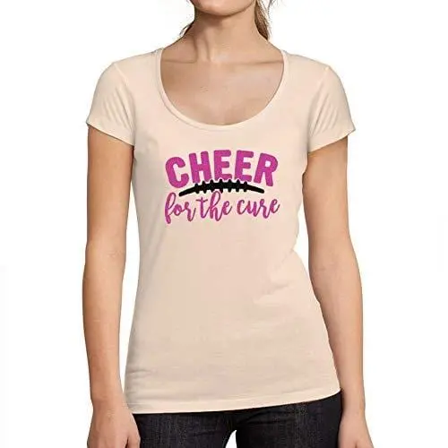 Ultrabasic - Tee-Shirt Femme Col Rond Décolleté Cheer For The Cure Rose Crémeux 1