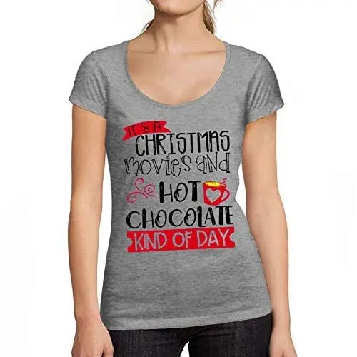 Ultrabasic - Tee-Shirt Femme Col Rond Décolleté Christmas Kind Of Day T-Shirt Cute Xmas Gift Ideas Gris Chiné 1