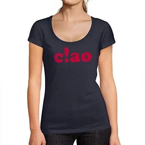 Ultrabasic - Tee-Shirt Femme Col Rond Décolleté Ciao French Marine 1