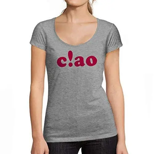 Ultrabasic - Tee-Shirt Femme Col Rond Décolleté Ciao Gris Chiné 1