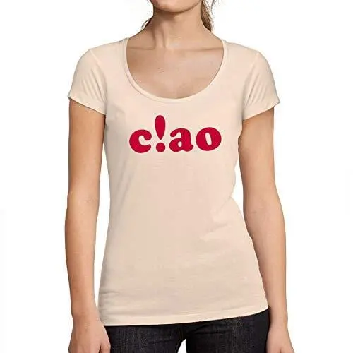 Ultrabasic - Tee-Shirt Femme Col Rond Décolleté Ciao Rose Crémeux 1