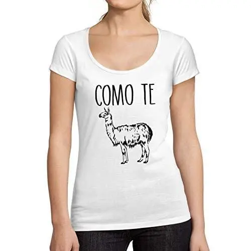 Ultrabasic - Tee-Shirt Femme Col Rond Décolleté Como Te Lama Blanc 1