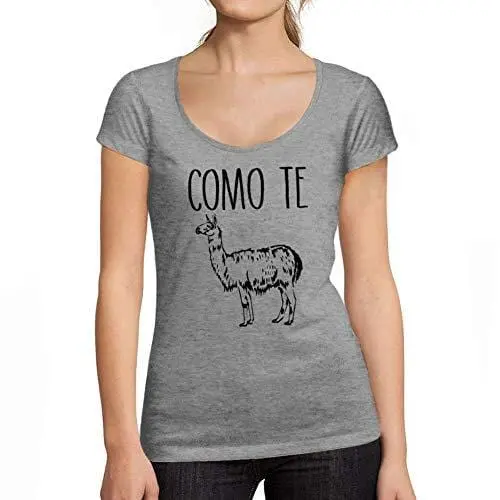 Ultrabasic - Tee-Shirt Femme Col Rond Décolleté Como Te Lama Gris Chiné 1