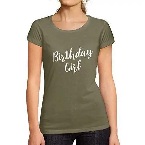 Ultrabasic - Tee-Shirt Femme Col Rond Décolleté Cute Birthday Girl Party Khaki 1