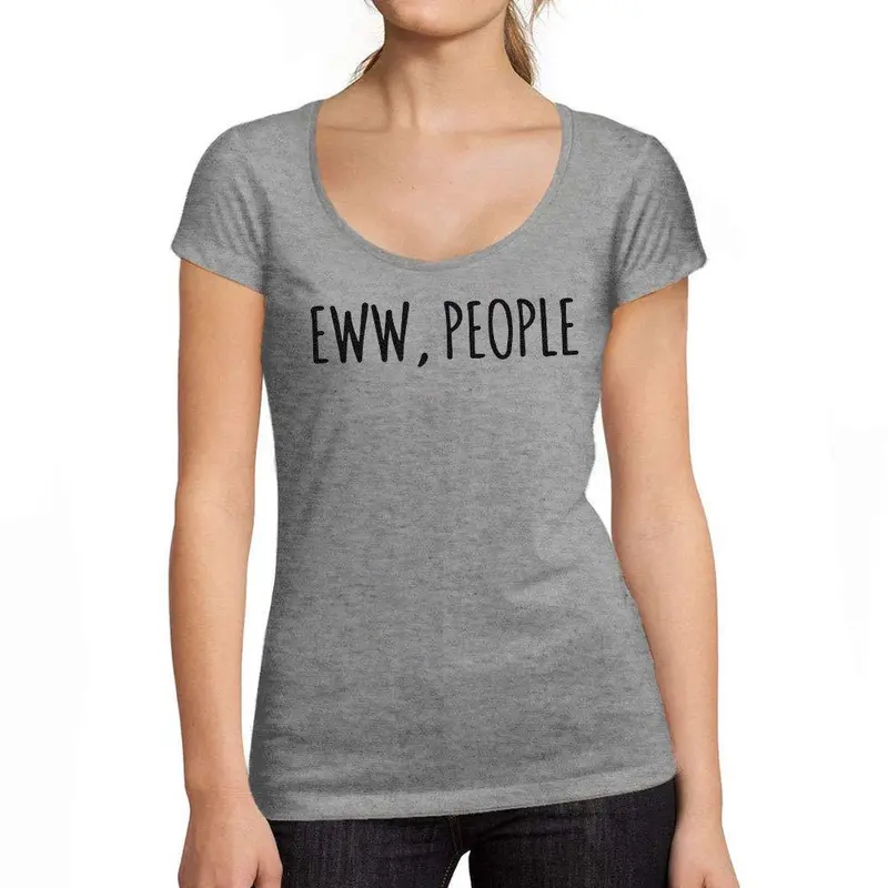Ultrabasic - Tee-Shirt Femme Col Rond Décolleté Ew People Gris Chiné 1