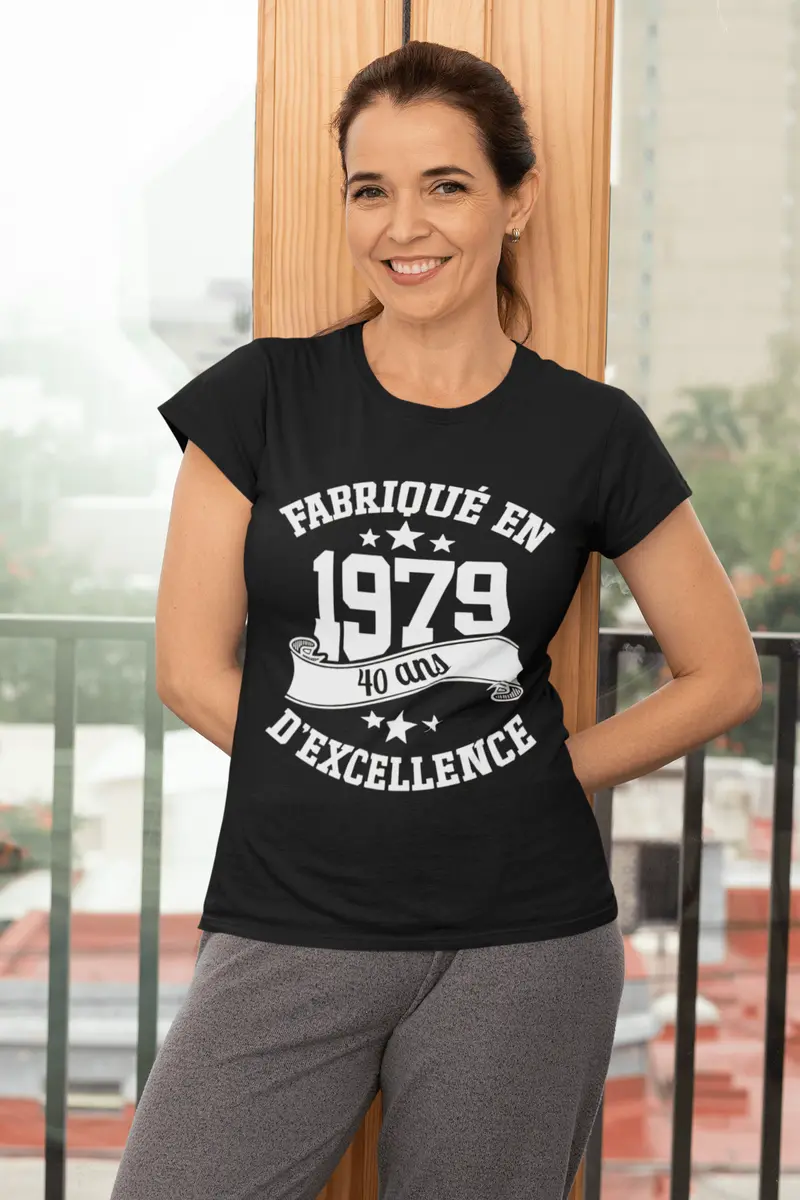 Ultrabasic - Tee-Shirt Femme Col Rond Décolleté Fabriqué En 1979, 40 Ans D'être Génial T-Shirt Noir Profond 1