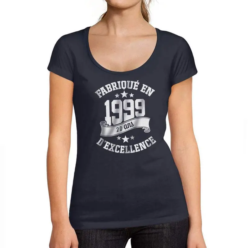 Ultrabasic - Tee-Shirt Femme Col Rond Décolleté Fabriqué En 1999, 20 Ans D'être Génial T-Shirt French Marine 1