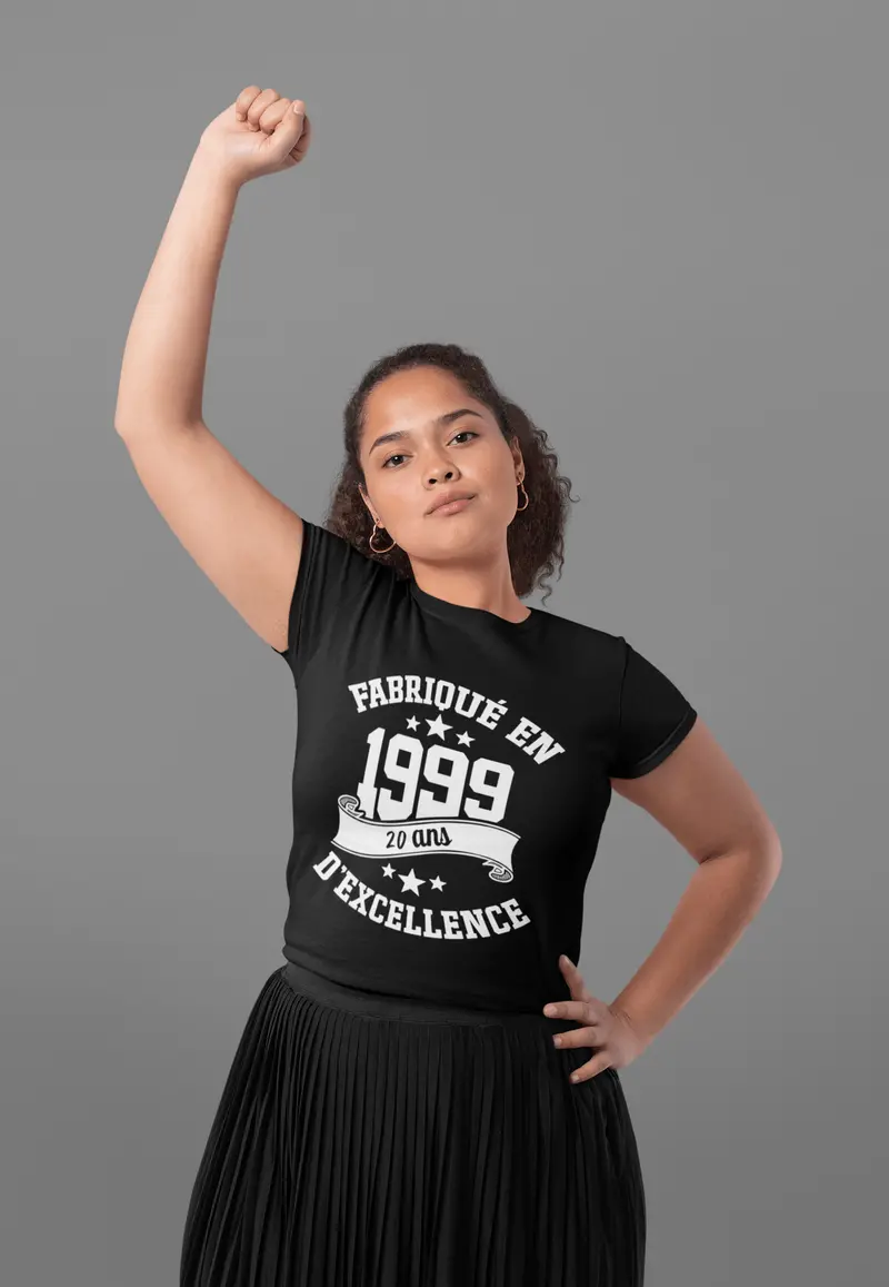 Ultrabasic - Tee-Shirt Femme Col Rond Décolleté Fabriqué En 1999, 20 Ans D'être Génial T-Shirt Noir Profond 1