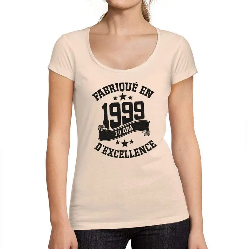 Ultrabasic - Tee-Shirt Femme Col Rond Décolleté Fabriqué En 1999, 20 Ans D'être Génial T-Shirt Rose Crémeux 1