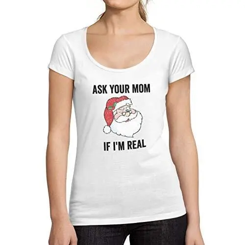 Ultrabasic - Tee-Shirt Femme Col Rond Décolleté Funny Santa Christmas T-Shirt Xmas Gift Ideas Blanc 1