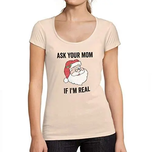 Ultrabasic - Tee-Shirt Femme Col Rond Décolleté Funny Santa Christmas T-Shirt Xmas Gift Ideas Rose Crémeux 1