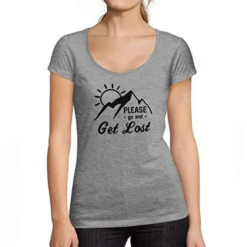 Ultrabasic - Tee-Shirt Femme Col Rond Décolleté Go And Get Lost Gris Chiné 1