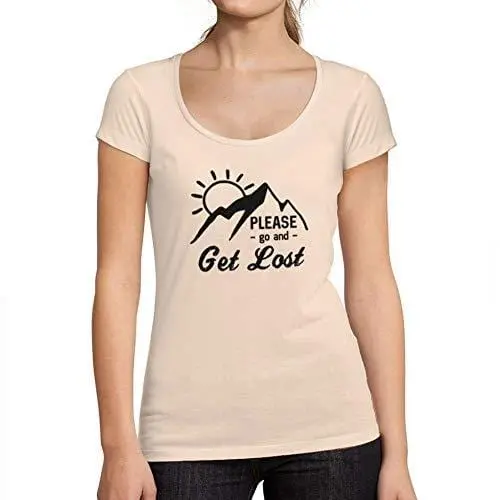 Ultrabasic - Tee-Shirt Femme Col Rond Décolleté Go And Get Lost Rose Crémeux 1