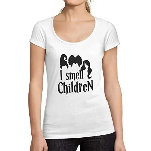 Ultrabasic - Tee-Shirt Femme Col Rond Décolleté I Smell Children Halloween Lettre T-Shirt Imprimé Blanco 1