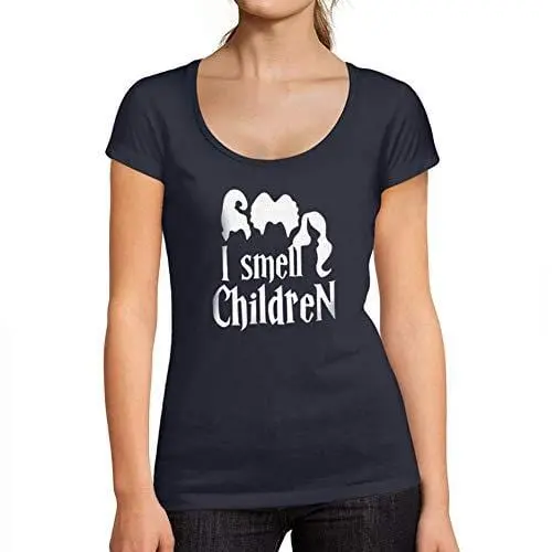 Ultrabasic - Tee-Shirt Femme Col Rond Décolleté I Smell Children Halloween Lettre T-Shirt Imprimé French Marine 1