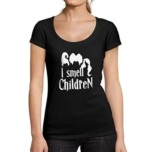 Ultrabasic - Tee-Shirt Femme Col Rond Décolleté I Smell Children Halloween Lettre T-Shirt Imprimé Noir Profond 1