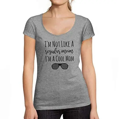 Ultrabasic - Tee-Shirt Femme Col Rond Décolleté I'm Not Like A Regular Mom I'm A Cool Mom Cadeau Idées Tee Gris Chiné 1
