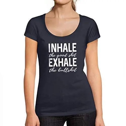 Ultrabasic - Tee-Shirt Femme Col Rond Décolleté Inhale Exhale 1