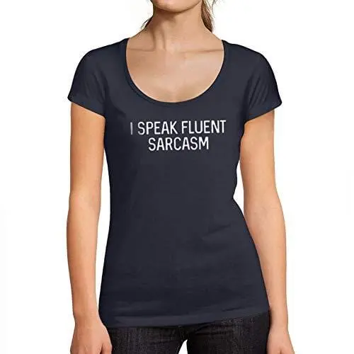 Ultrabasic - Tee-Shirt Femme Col Rond Décolleté Je Parle Couramment Le Sarcasme French Marine 1