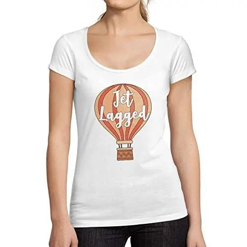 Ultrabasic - Tee-Shirt Femme Col Rond Décolleté Jet Laggedblanc 1