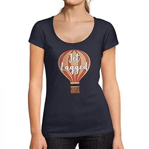 Ultrabasic - Tee-Shirt Femme Col Rond Décolleté Jet Laggedfrench Marine 1