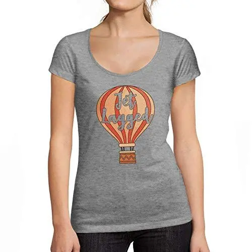 Ultrabasic - Tee-Shirt Femme Col Rond Décolleté Jet Laggedgris Chiné 1