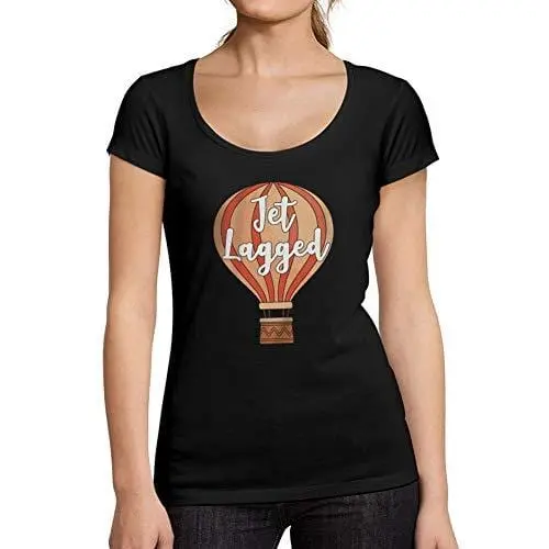 Ultrabasic - Tee-Shirt Femme Col Rond Décolleté Jet Laggednoir Profond 1