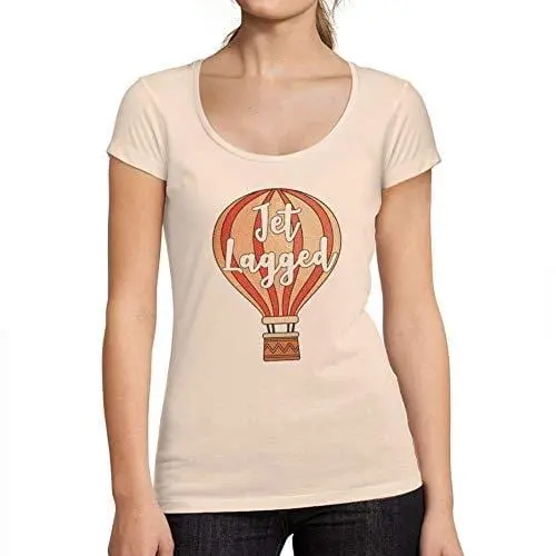 Ultrabasic - Tee-Shirt Femme Col Rond Décolleté Jet Laggedrose Crémeux 1