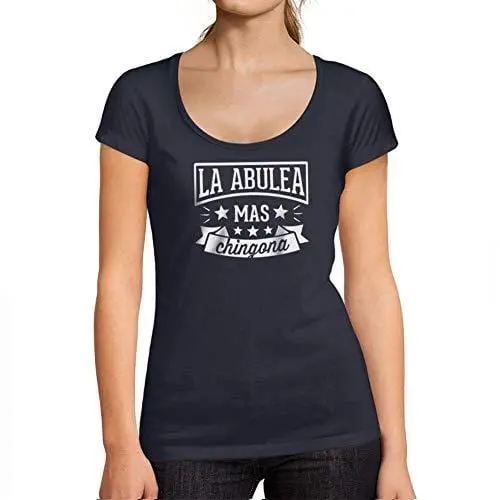 Ultrabasic - Tee-Shirt Femme Col Rond Décolleté La Abuela Mas Chingona French Marine 1