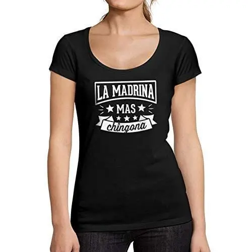 Ultrabasic - Tee-Shirt Femme Col Rond Décolleté La Madrina Desde 2019 Noir Profond 1