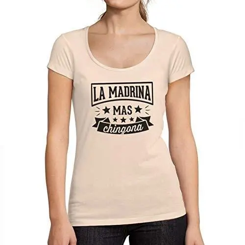 Ultrabasic - Tee-Shirt Femme Col Rond Décolleté La Madrina Desde 2019 Rose Crémeux 1
