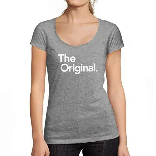 Ultrabasic - Tee-Shirt Femme Col Rond Décolleté L'original Gris Chiné 1