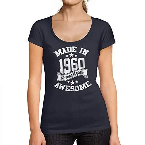 Ultrabasic - Tee-Shirt Femme Col Rond Décolleté Made In 1960 Idée Cadeau T-Shirt Pour Le 60E Anniversaire French Marine 1