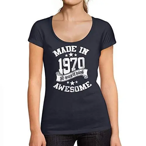 Ultrabasic - Tee-Shirt Femme Col Rond Décolleté Made In 1970 Idée Cadeau T-Shirt Pour Le 50E Anniversaire French Marine 1